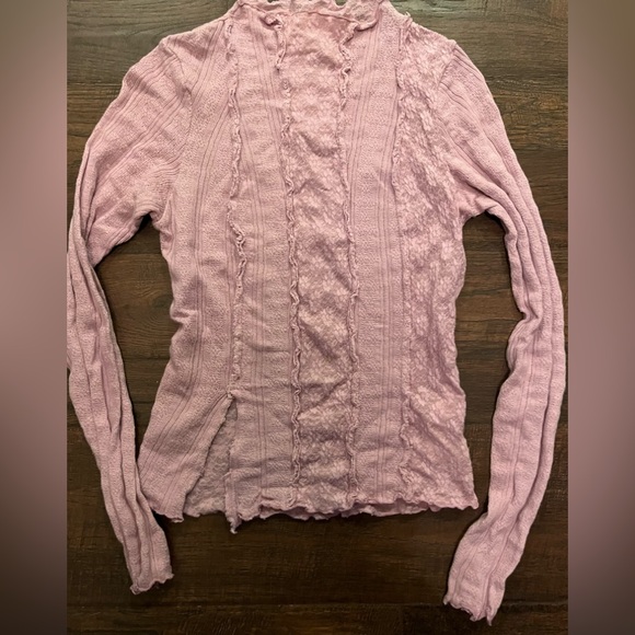 Free People Lulu Moonlit Orchid fitted Lilac Lace cotton top - Picture 4 of 10
